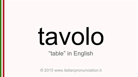 Correct Italian pronunciation of tavolo, table .
